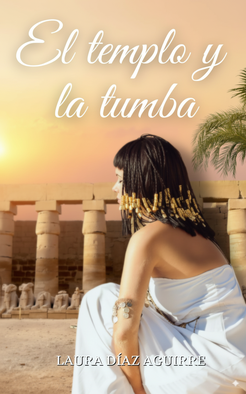 el templo y la tumba laura diaz sacerdotisa egipcia frente a un templo en el desierto